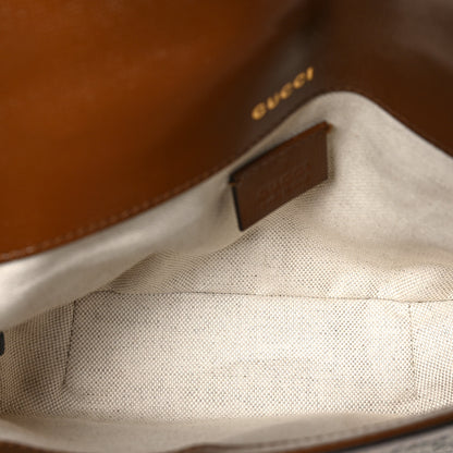 Gucci GG Supreme Monogram Azalea Calfskin Web Mini Horsebit 1955 Shoulder Bag Beige Ebony Brown Sugar 5 of 9