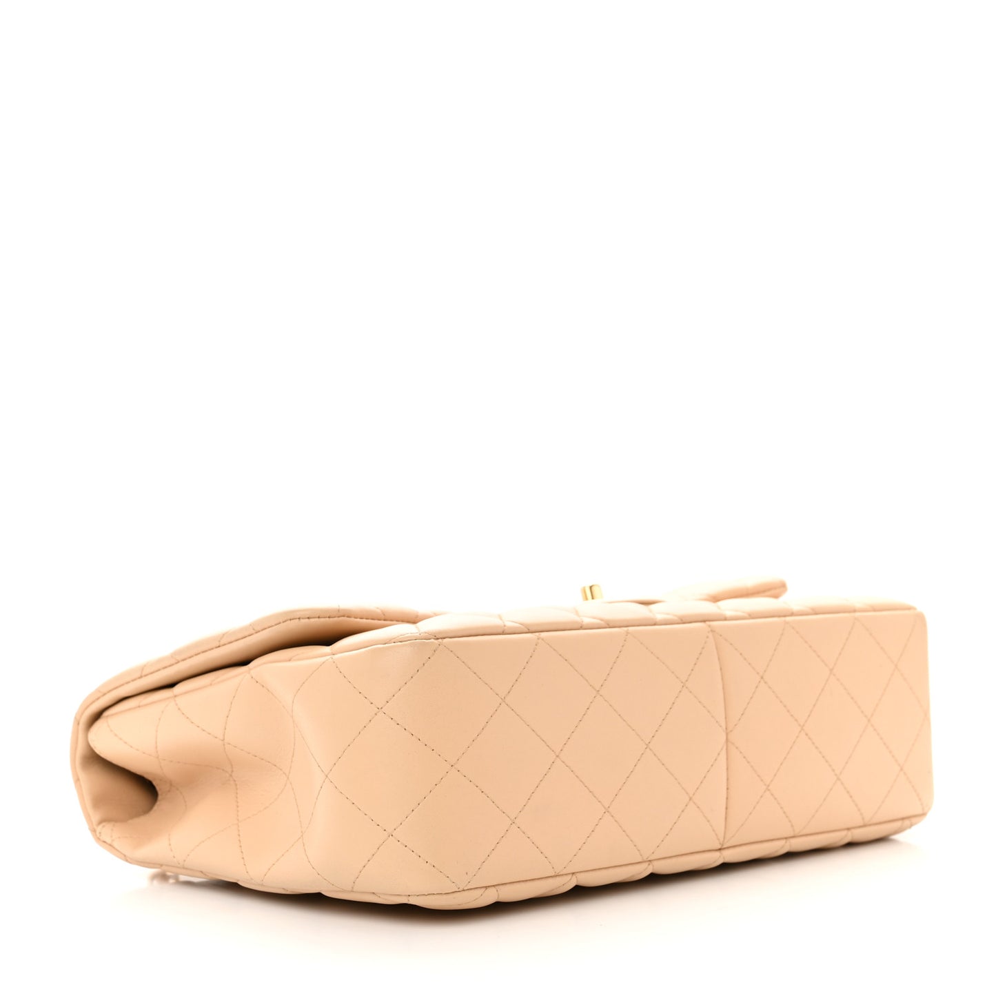 Lambskin Quilted Jumbo Single Flap Beige Clair