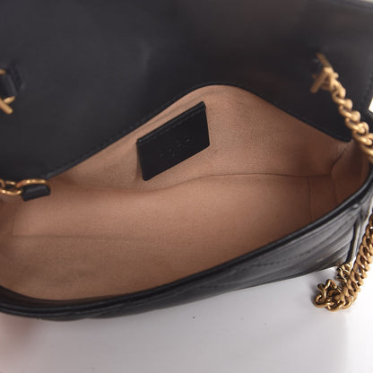 Gucci Calfskin Matelasse Super Mini GG Marmont Shoulder Bag Black 5 of 7