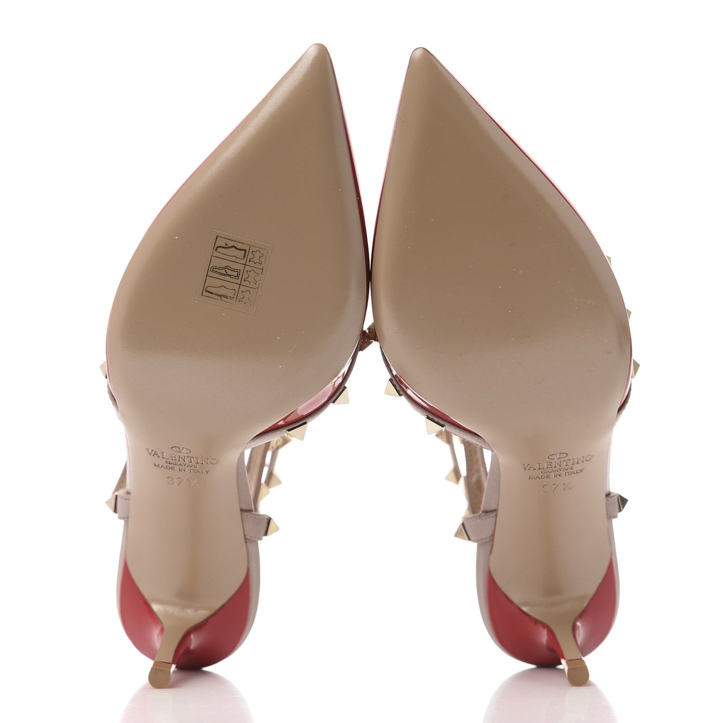 Patent Nappa Rockstud Ankle Strap 65mm Pumps 37.5 Rosso Valentino Poudre