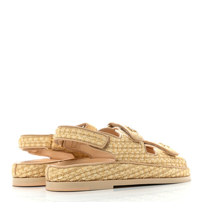 Chanel Braided Fabric Velcro Dad Sandals 38.5 Beige 6 of 9