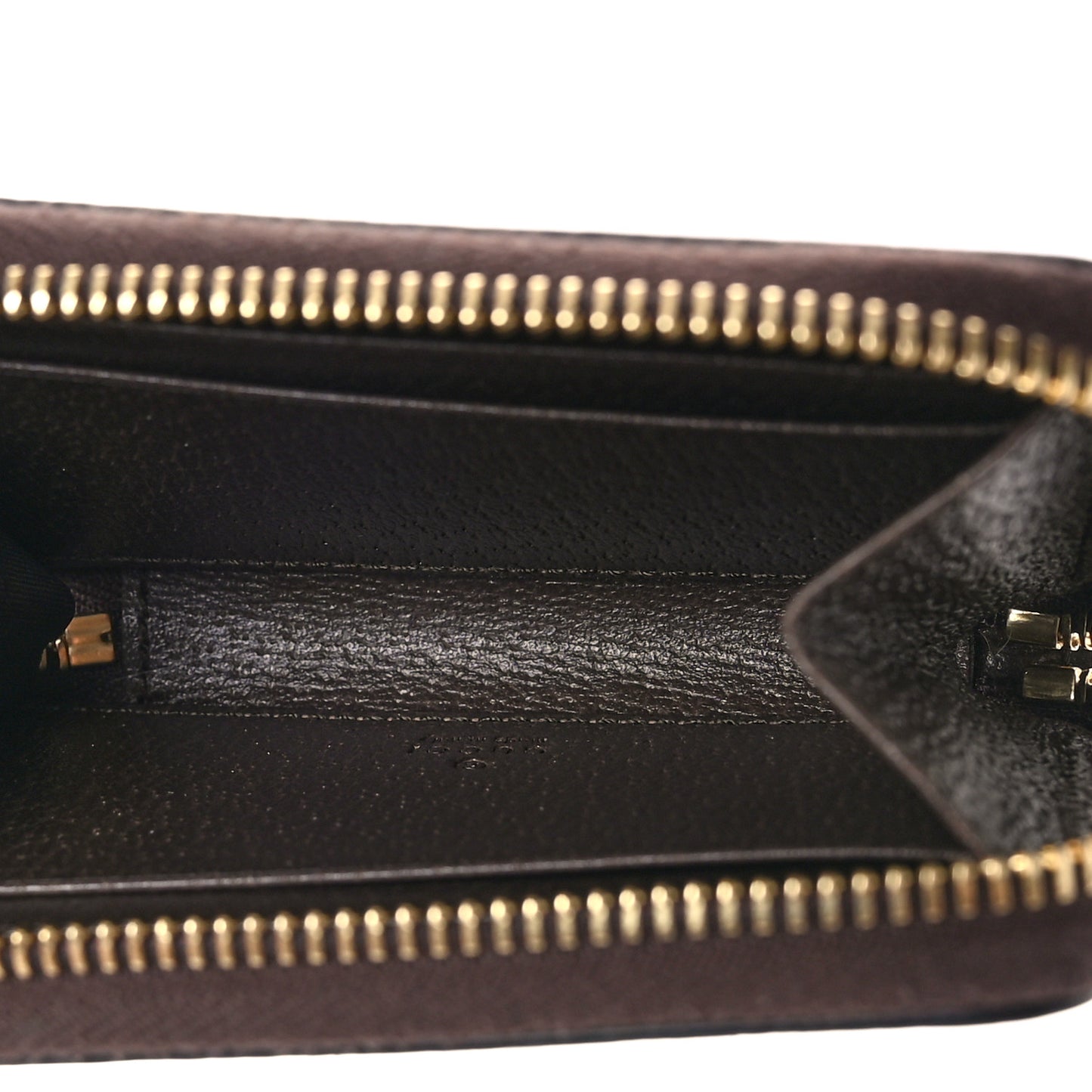 GG Supreme Monogram Textured Dollar Calfskin Web Ophidia Zip Around Card Case Wallet Beige Ebony New Acero