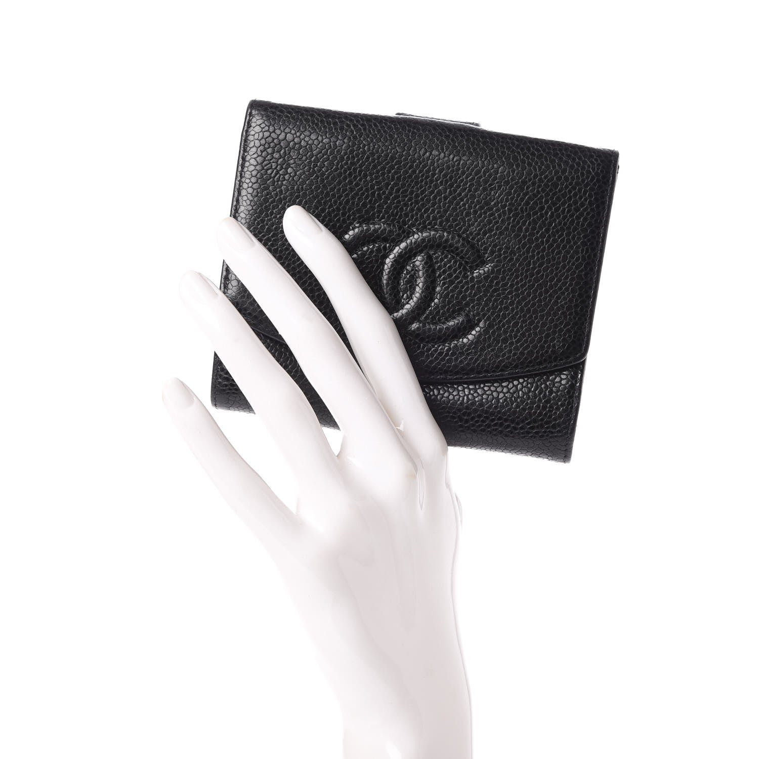 Chanel Caviar Timeless CC Compact French Wallet Black 2 of 8