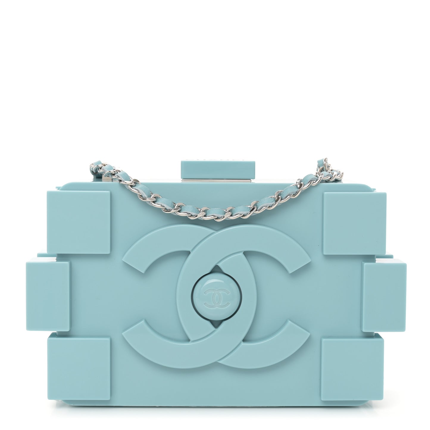 Plexiglass Boy Brick Lego Clutch Light Blue
