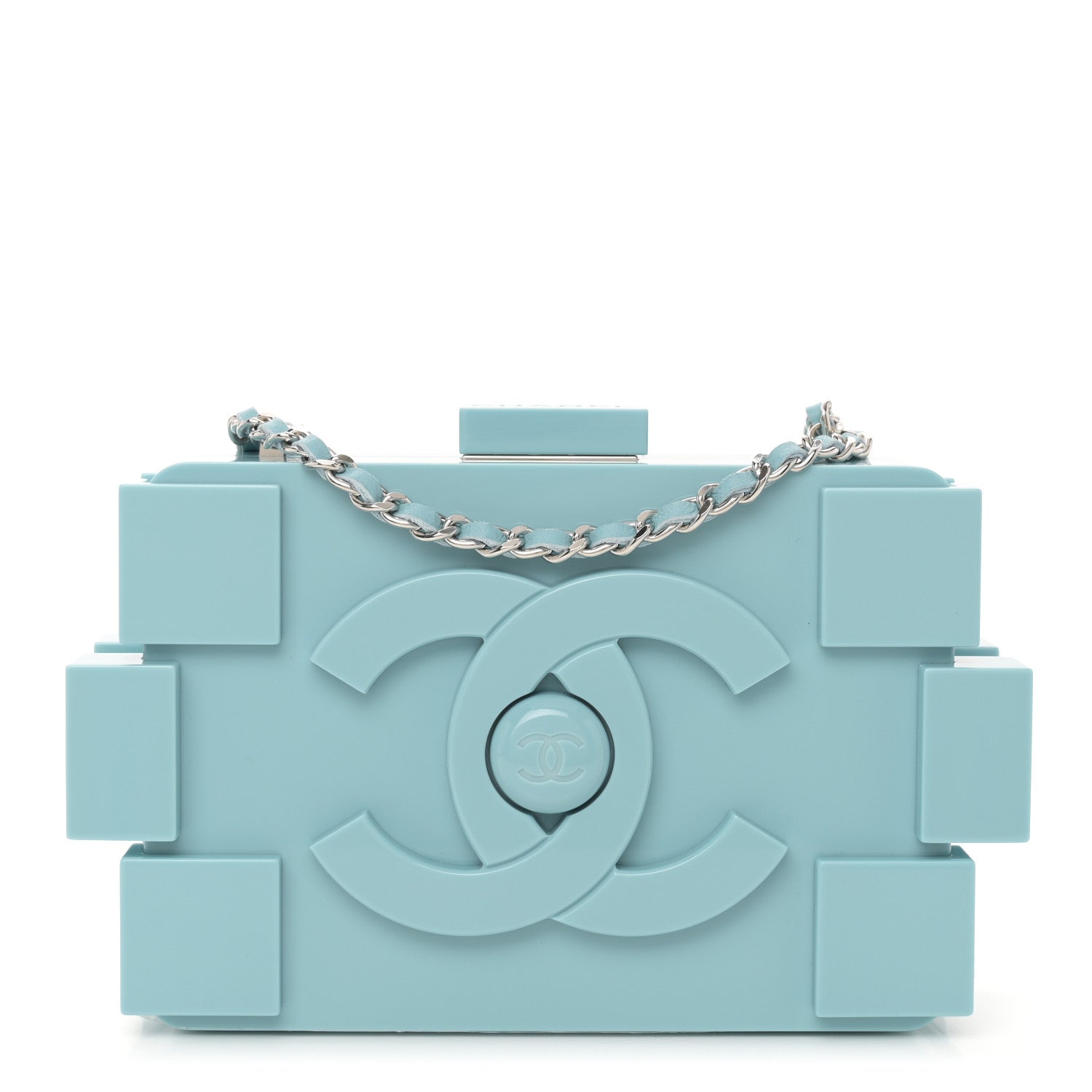 Chanel Plexiglass Boy Brick Lego Clutch Light Blue 1 of 12