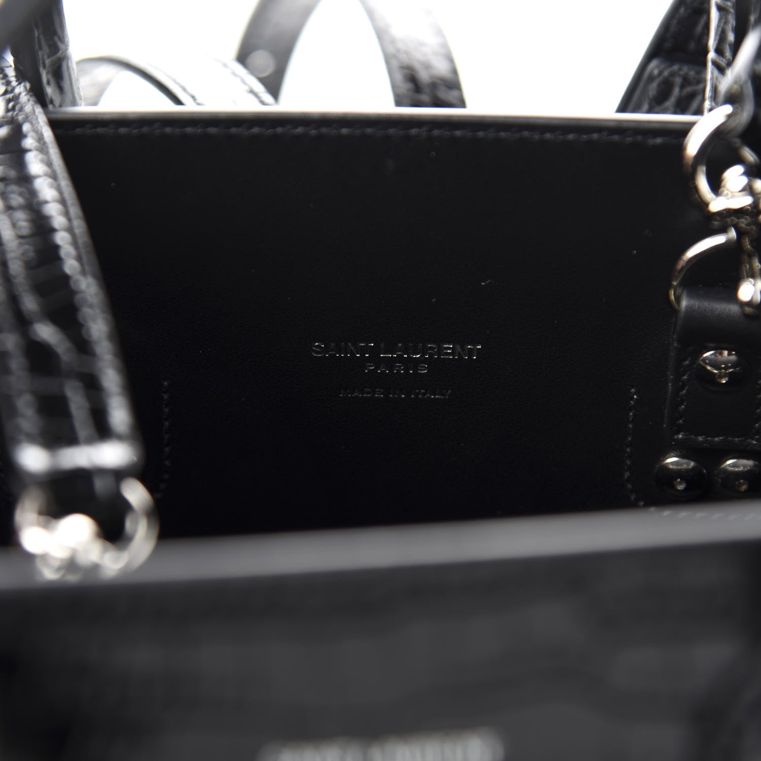 Saint Laurent Calfskin Crocodile Embossed Baby Sac De Jour Black 9 of 10