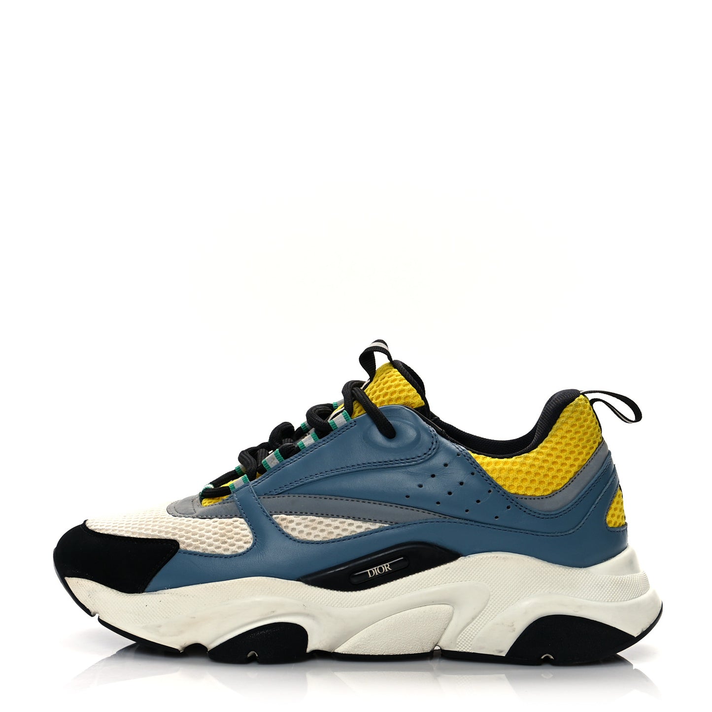 Technical Mesh Calfskin Mens B22 Sneakers 43 Blue Yellow