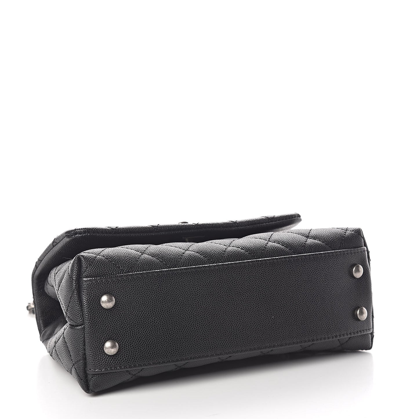 Caviar Lizard Quilted Mini Coco Handle Flap Black