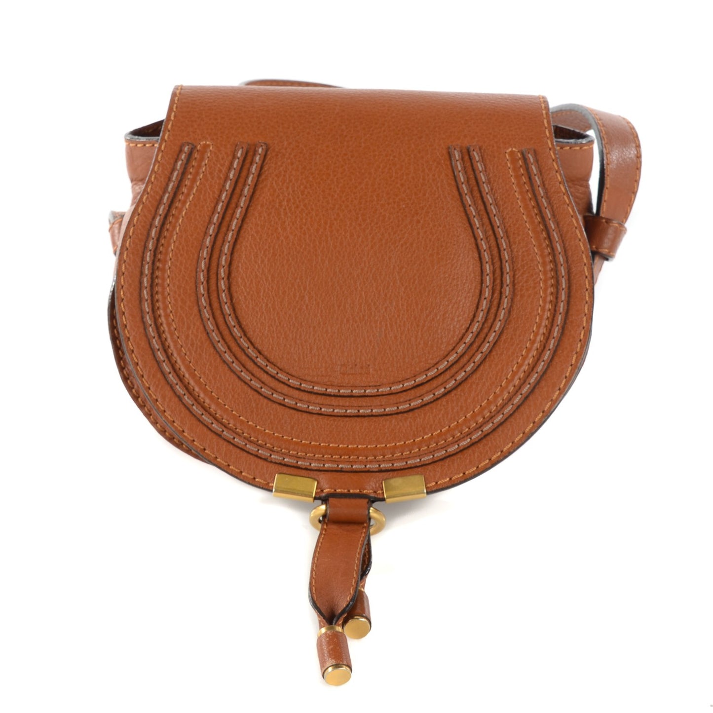 Calfskin Mini Marcie Round Crossbody Bag Tan