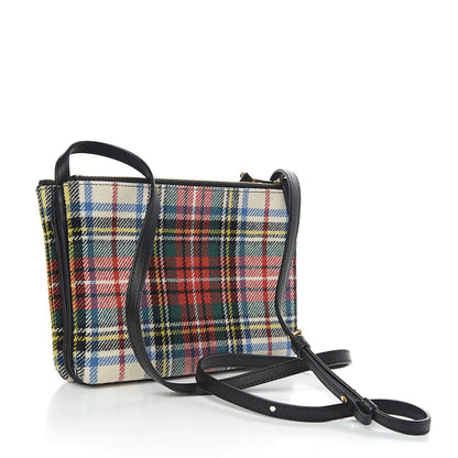 Celine Tartan Felt Plaid Small Trio Crossbody Bag Red Blue 2 of 8