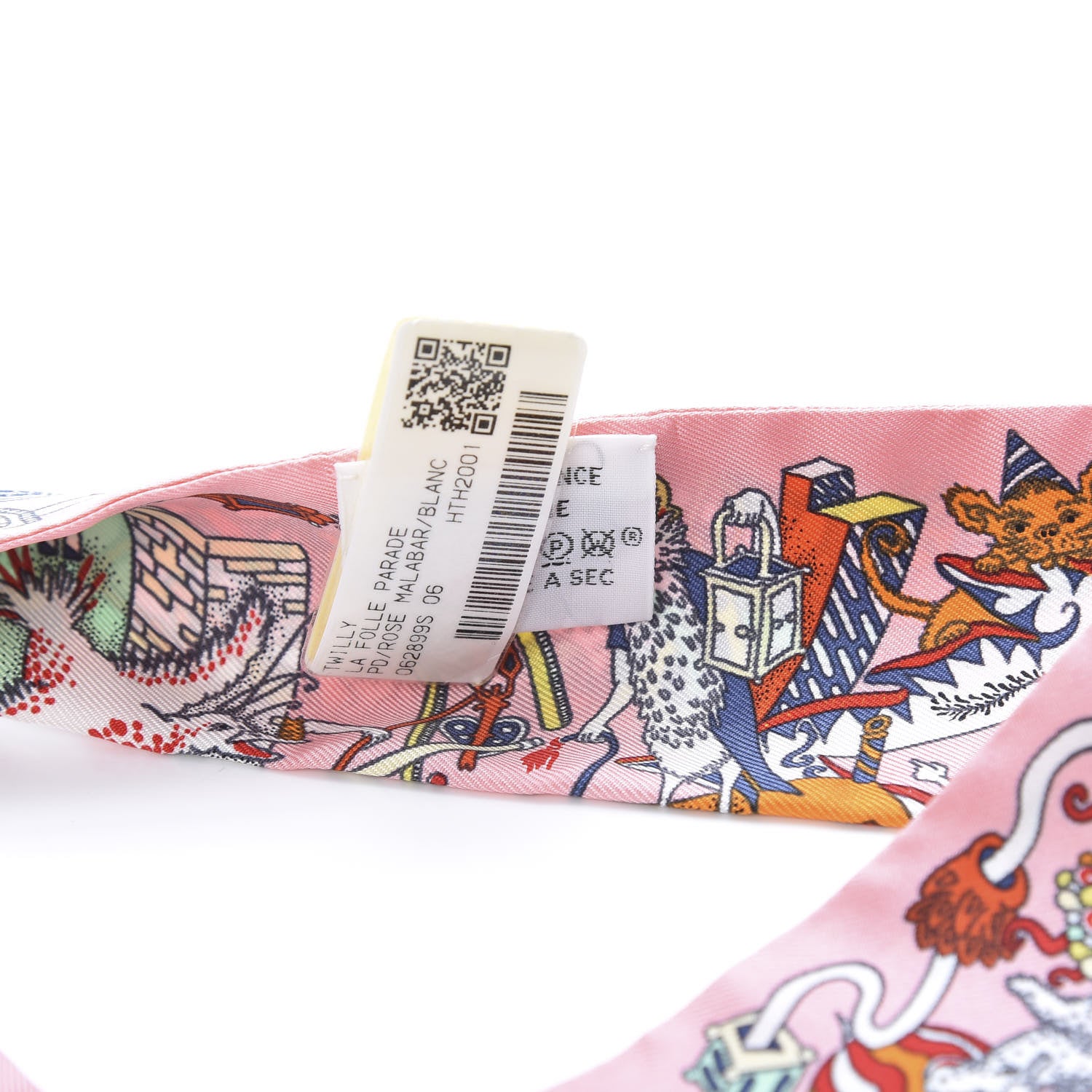 Hermes Silk La Folle Parade Twilly Rose Malabar White 2 of 4