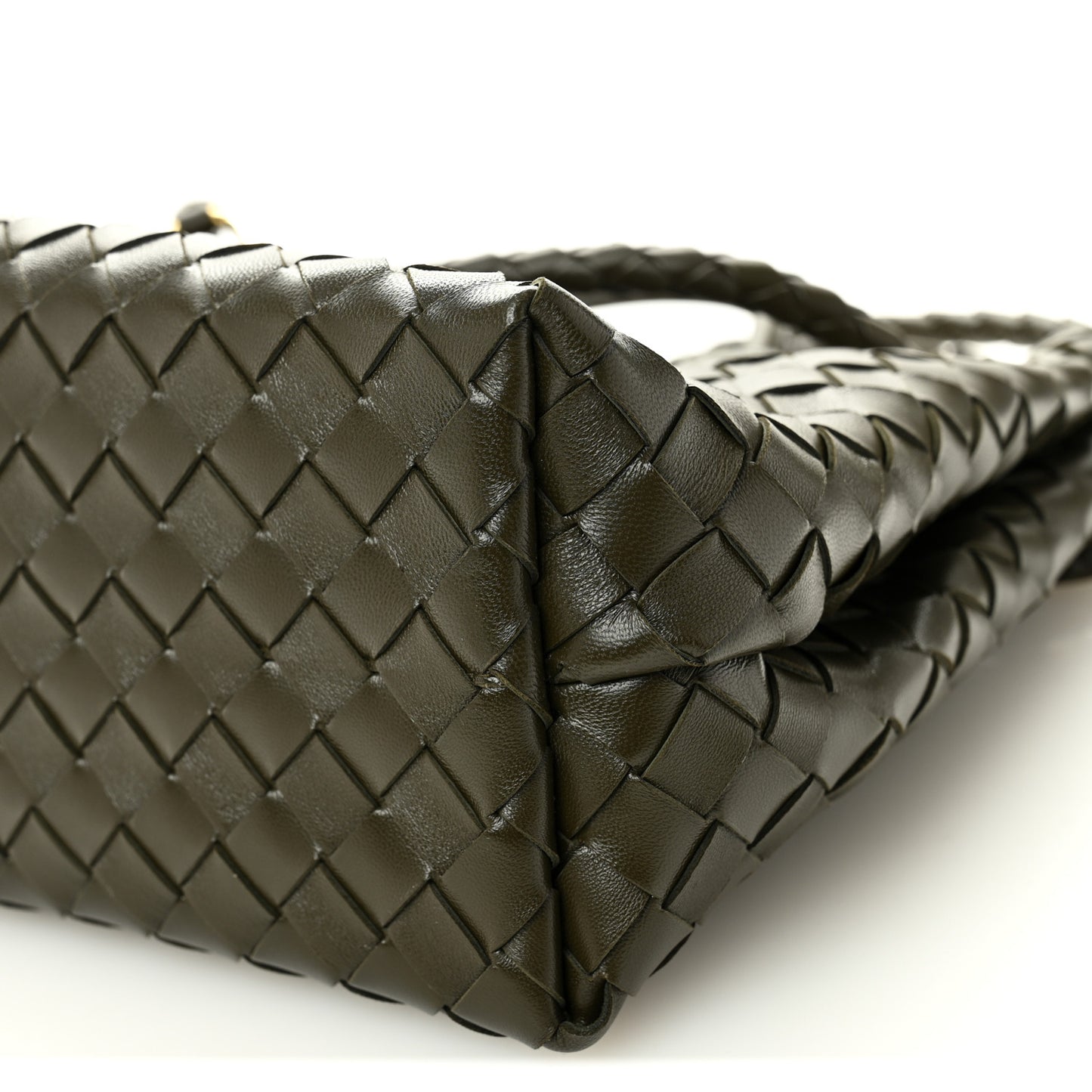 Nappa Intrecciato Medium Andiamo Shoulder Bag Kaki