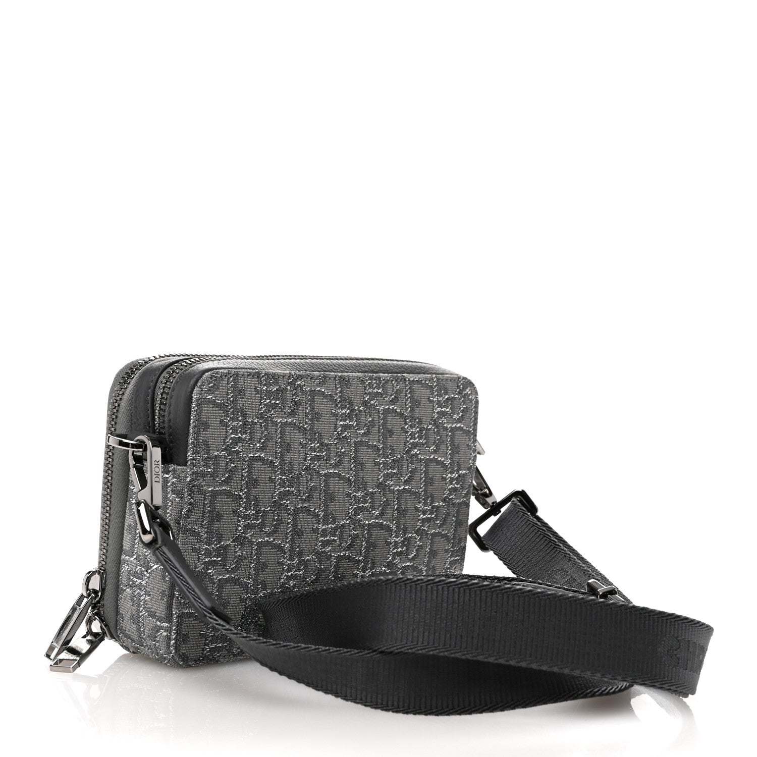 Christian Dior Oblique Zipped Pouch With Strap Pouch Grey 3 of 9