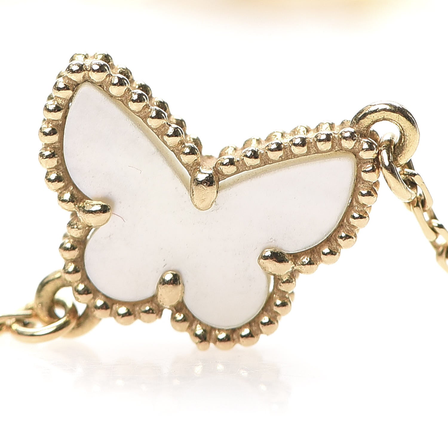 Van Cleef & Arpels 18K Yellow Gold Mother of Pearl Sweet Alhambra Butterfly Bracelet 4 of 8