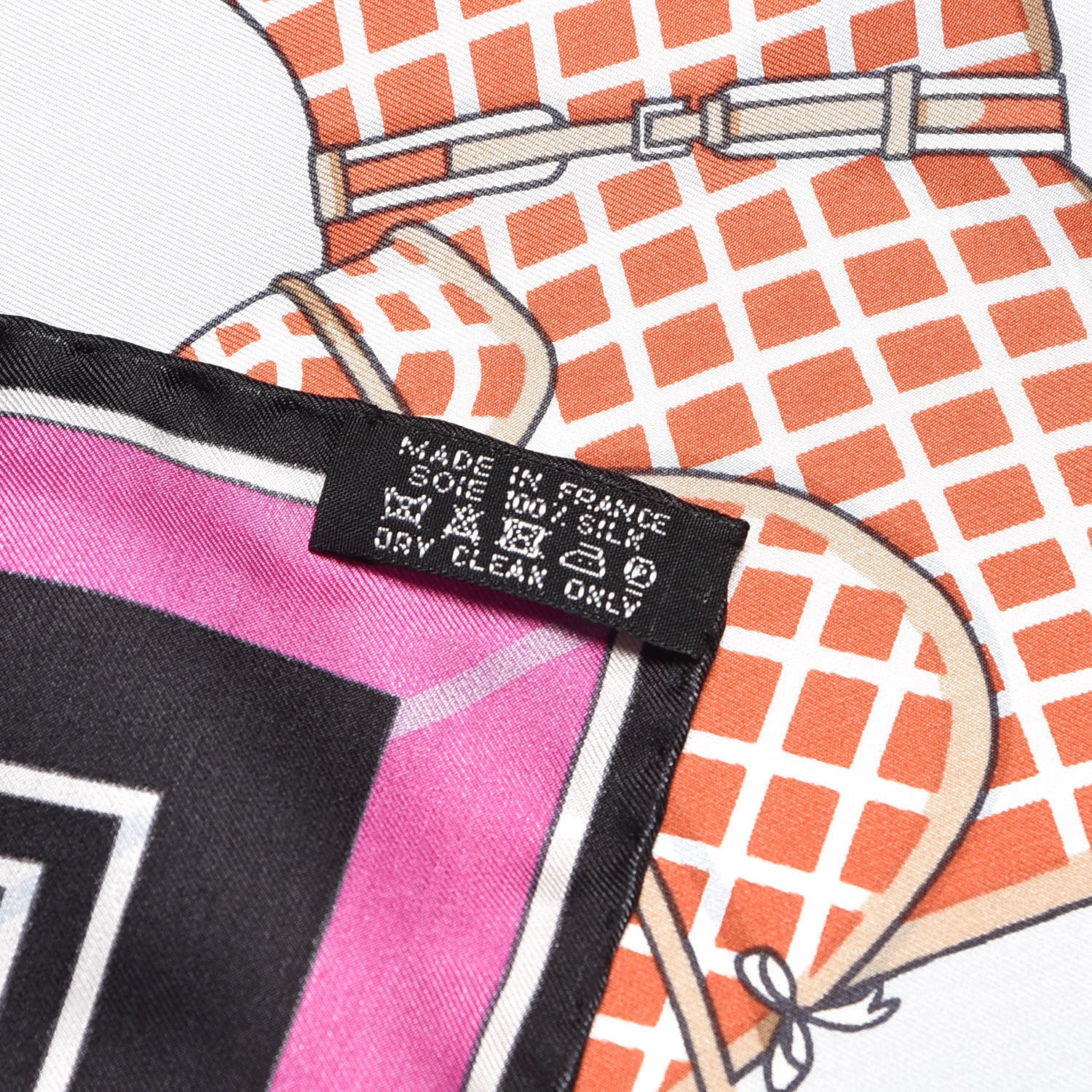 Hermes Silk Couvertures Et Tenues de Jour Scarf 140 Gris Perle Fuchsia Black 6 of 6