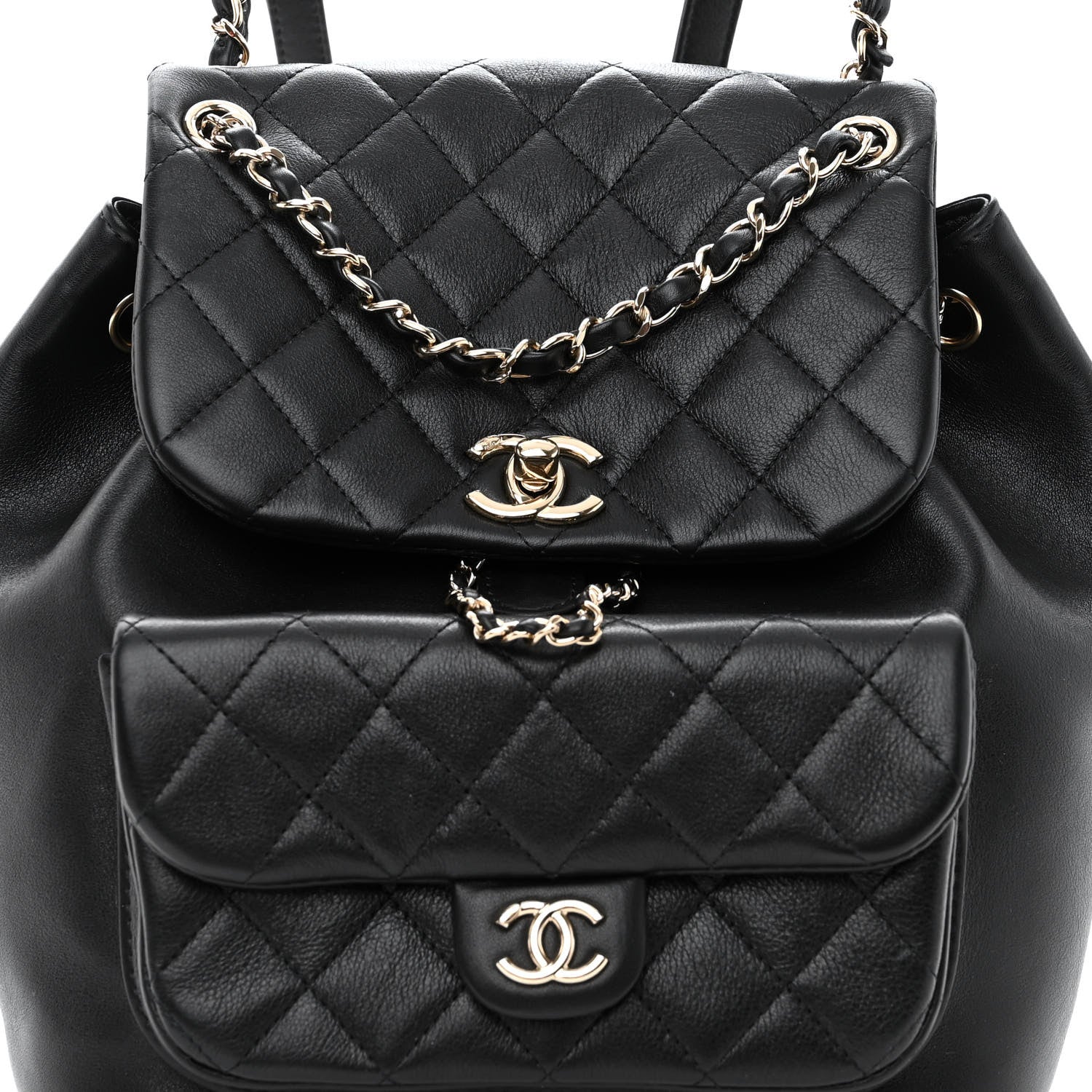 Chanel Lambskin Quilted Small Duma Drawstring Backpack Black 8 of 10