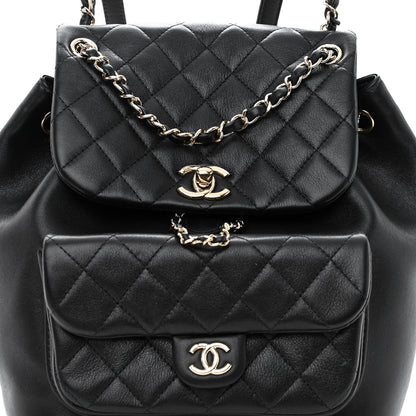 Chanel Lambskin Quilted Small Duma Drawstring Backpack Black 8 of 10