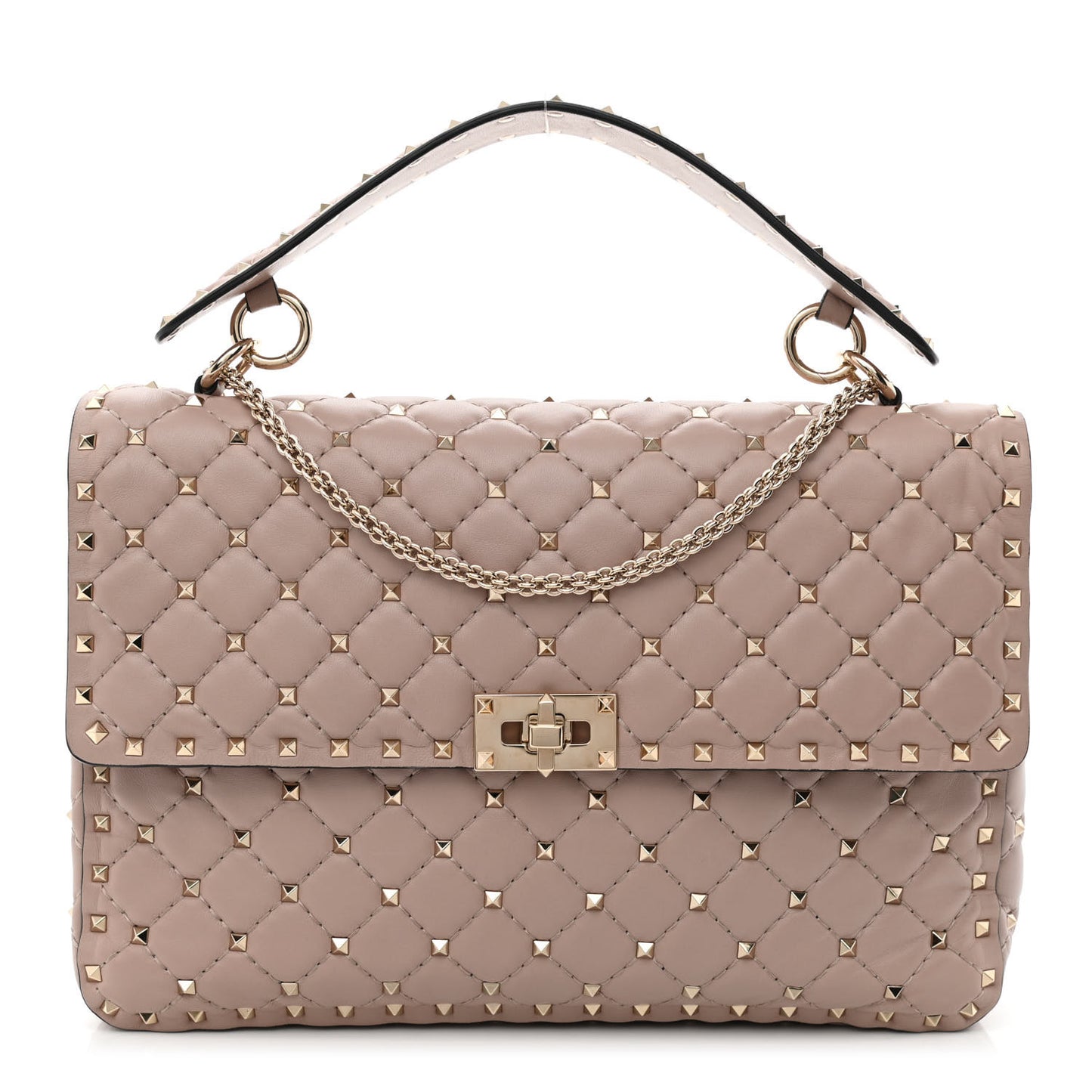 Nappa Large Rockstud Spike Shoulder Bag Poudre