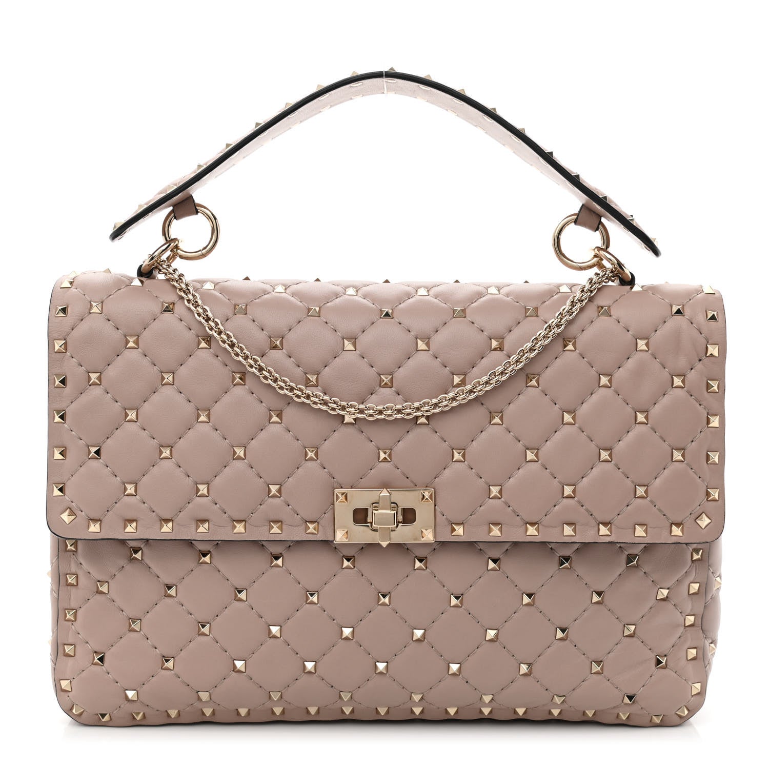 Valentino Garavani Nappa Large Rockstud Spike Shoulder Bag Poudre 1 of 11