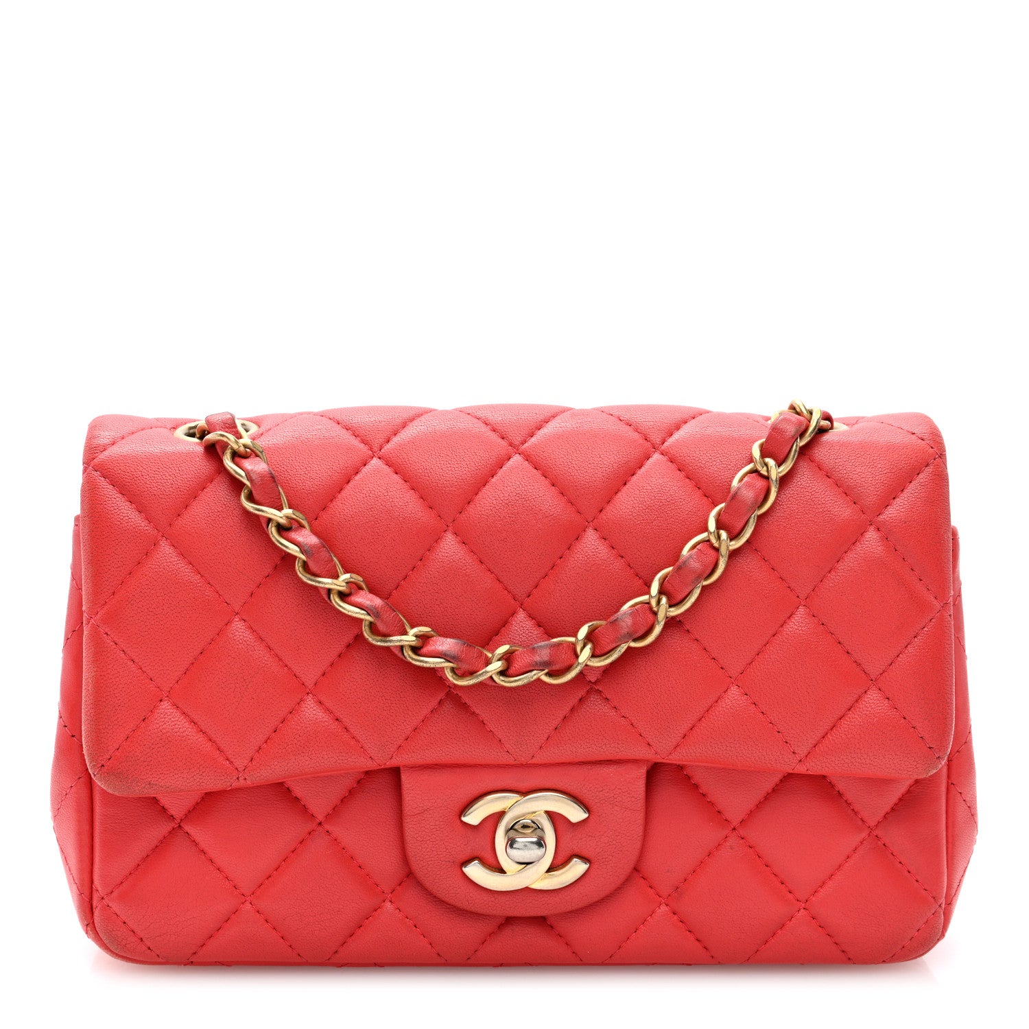 Chanel Lambskin Quilted Mini Rectangular Flap Red 1 of 11