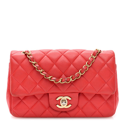 Chanel Lambskin Quilted Mini Rectangular Flap Red 1 of 11