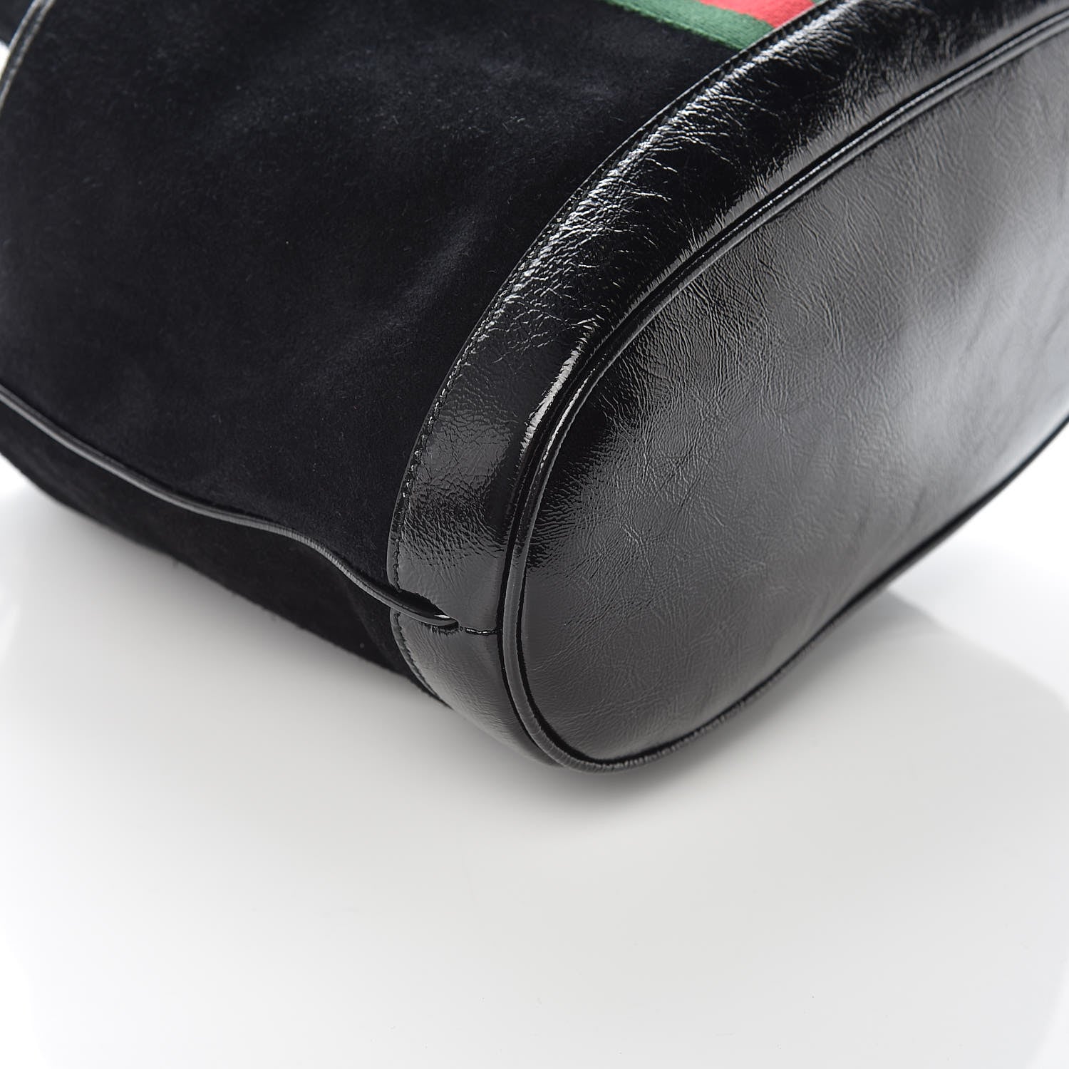 Gucci Suede Patent Web Medium Rajah Bucket Bag Black 5 of 9