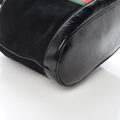 Gucci Suede Patent Web Medium Rajah Bucket Bag Black 5 of 9