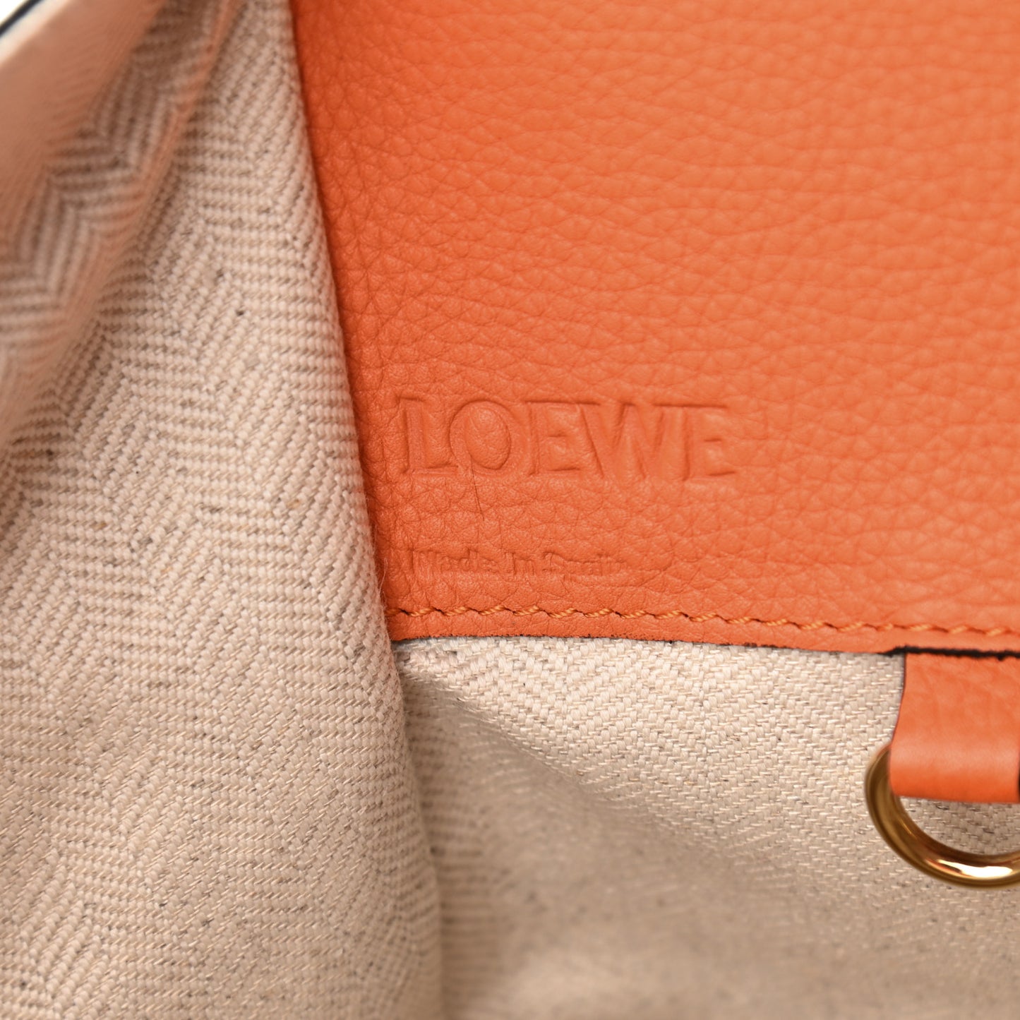 Grained Calfskin Small Hammock Shoulder Bag Apricot Orange