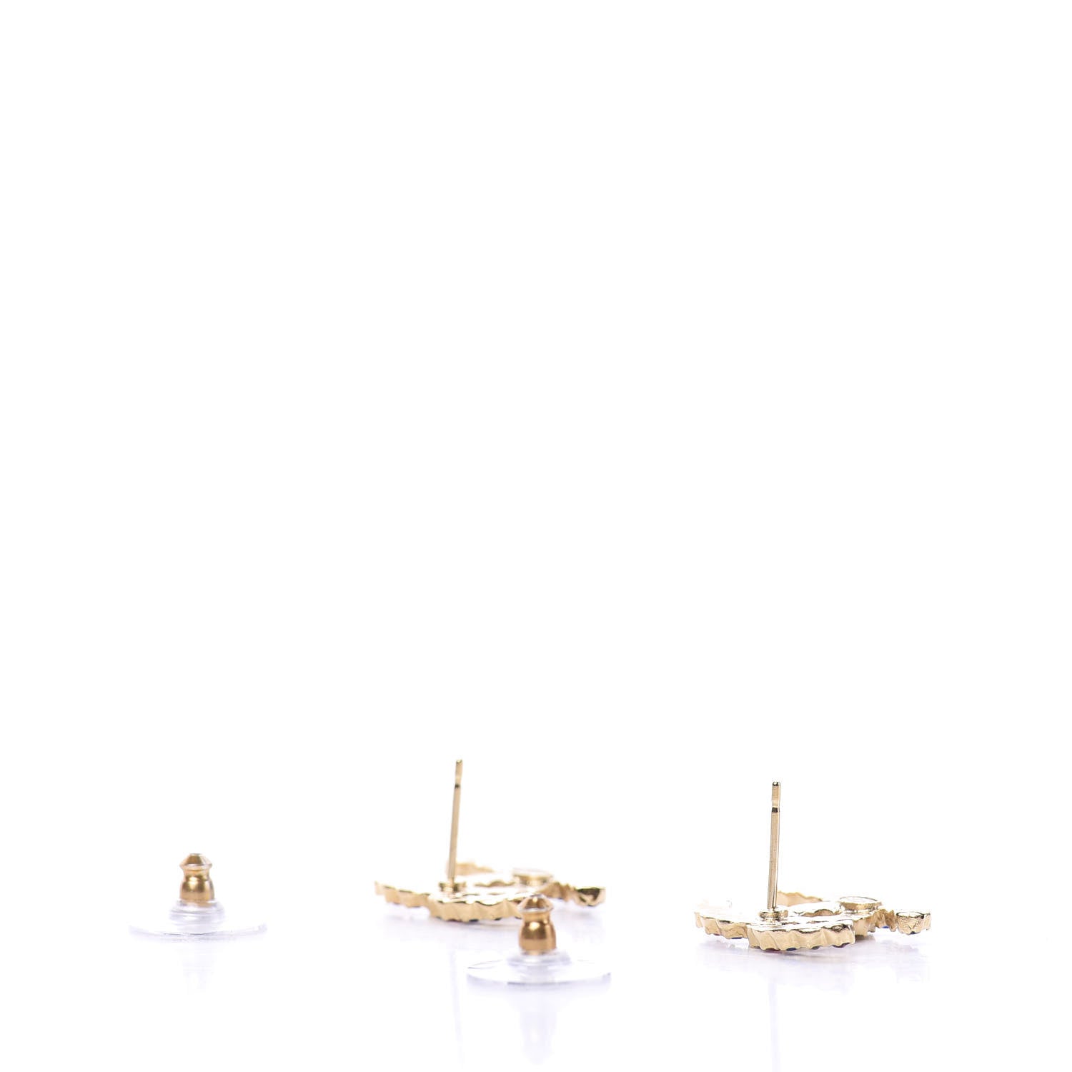 Chanel Crystal Over The Rainbow CC Earrings Gold Multicolor 3 of 5