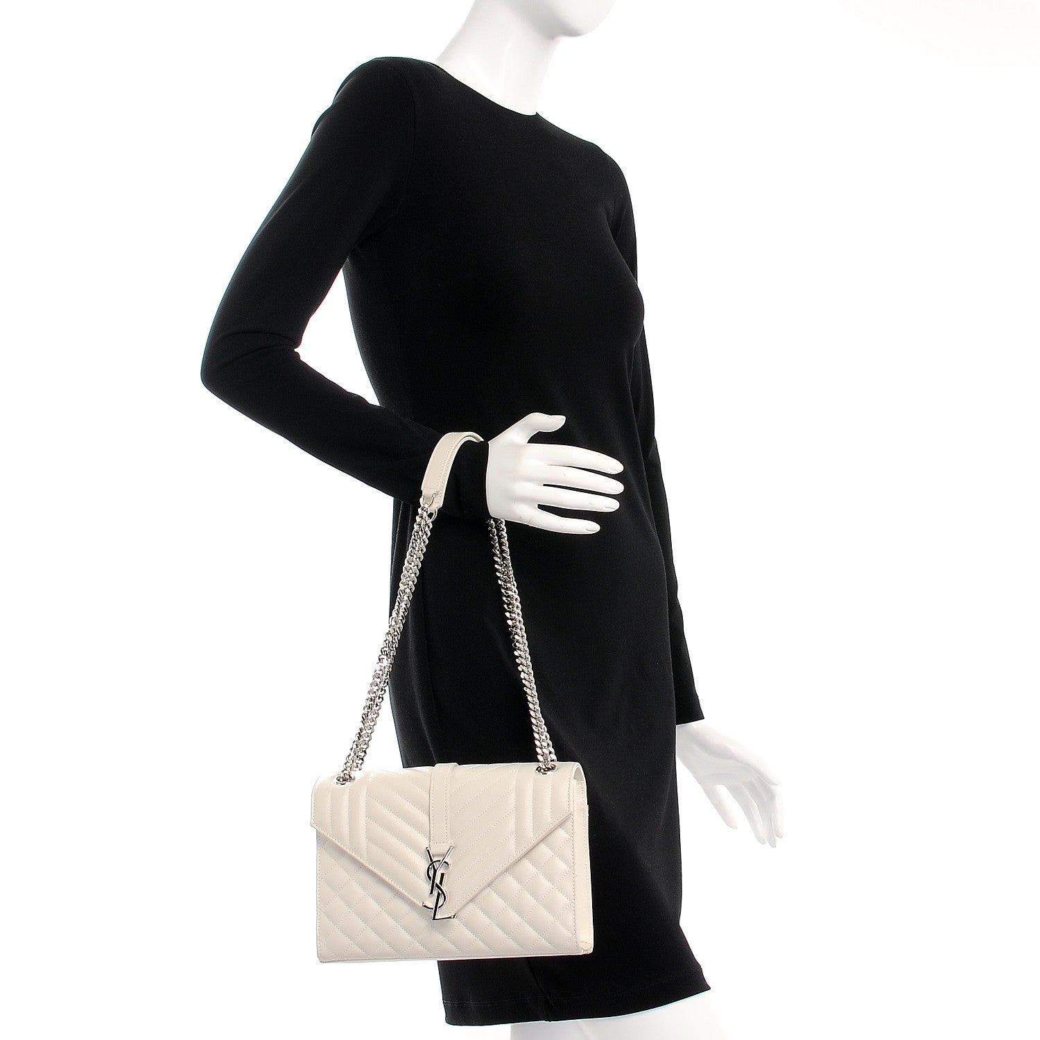 Saint Laurent Grain De Poudre Textured Mixed Matelasse Medium Triquilt Monogram Satchel Porcellana 3 of 7