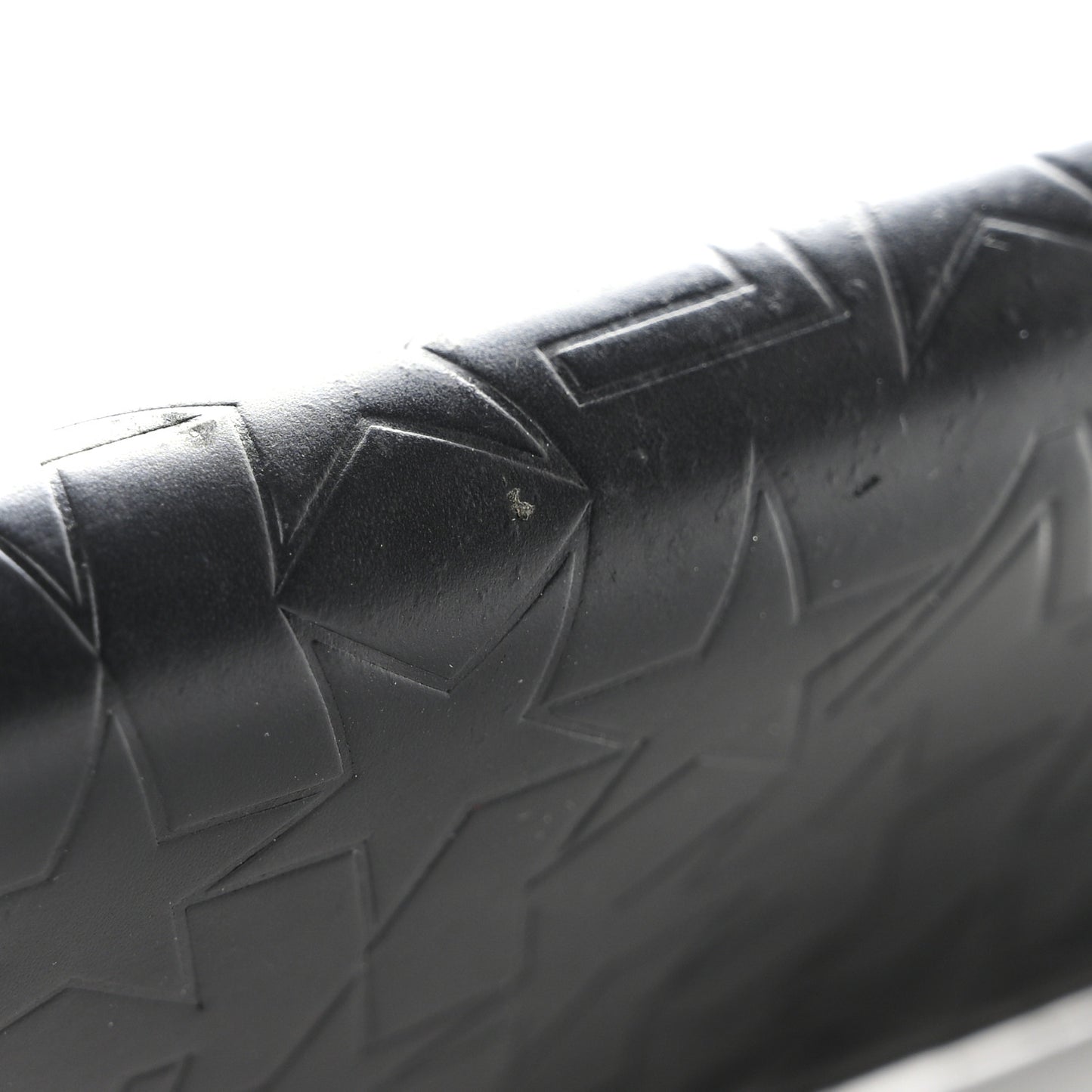 Calfskin Logo Star Embossed Zip Around Wallet Black