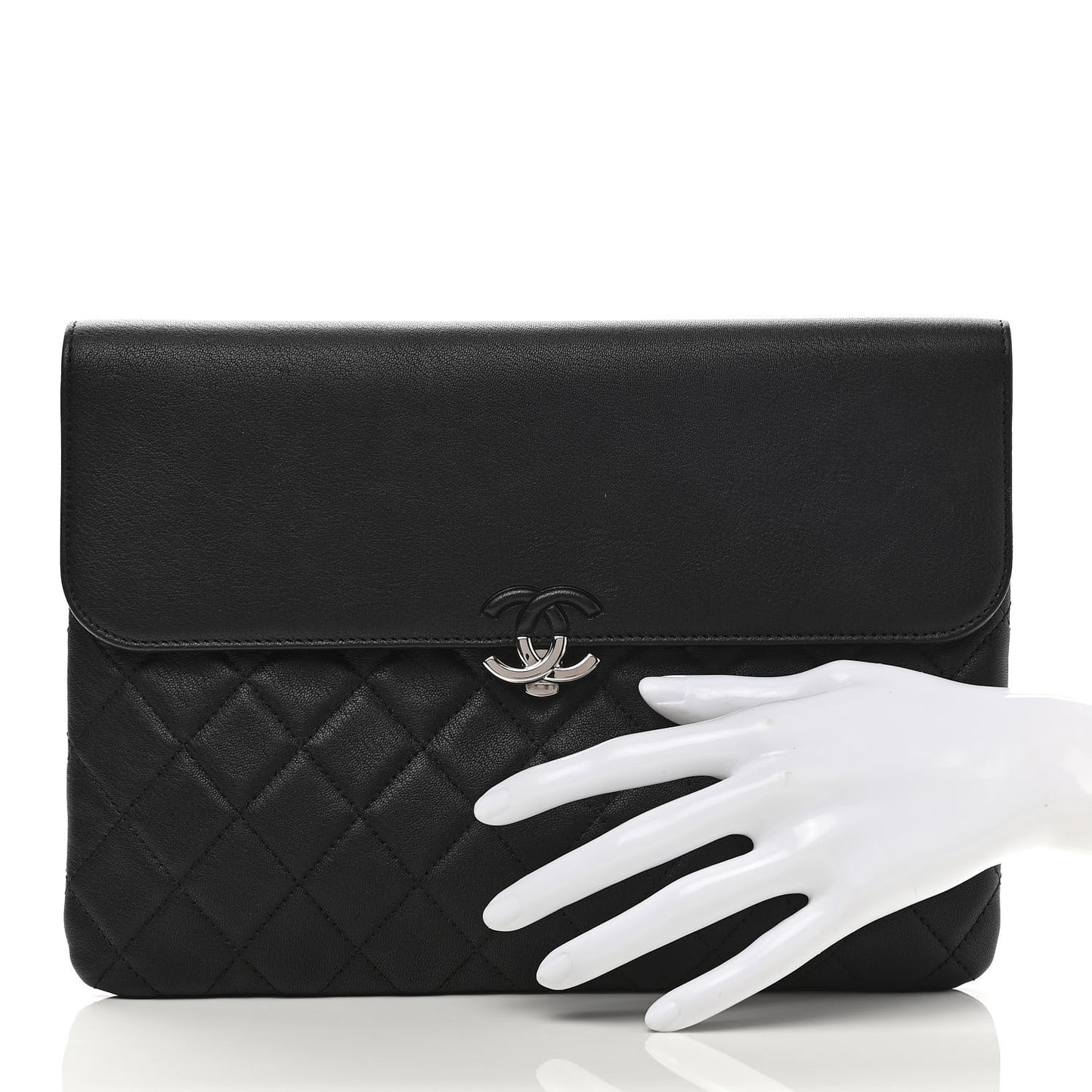 Goatskin Quilted CC Box Pouch Black