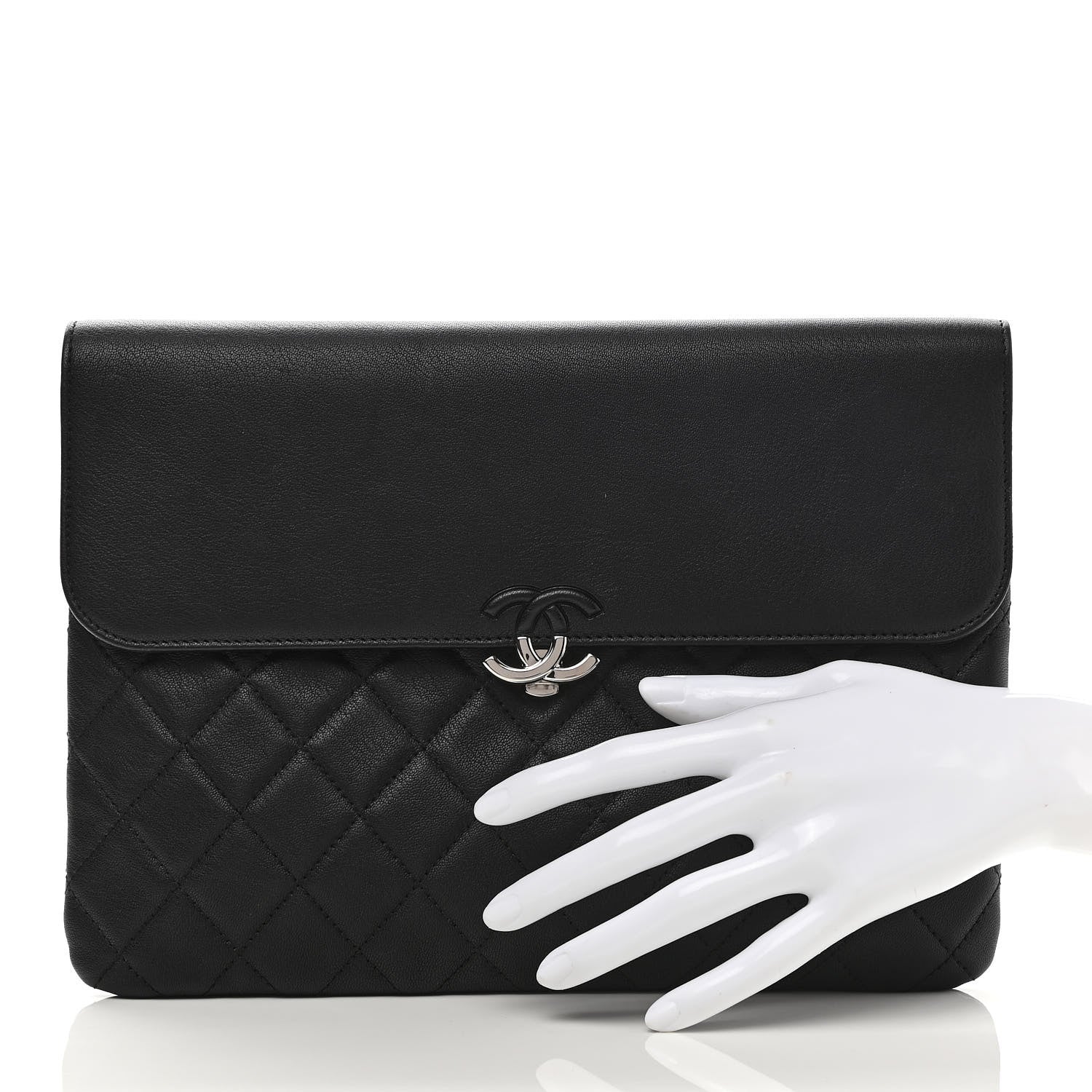 Chanel Goatskin Quilted CC Box Pouch Black 2 of 9
