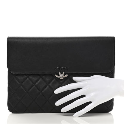 Chanel Goatskin Quilted CC Box Pouch Black 2 of 9