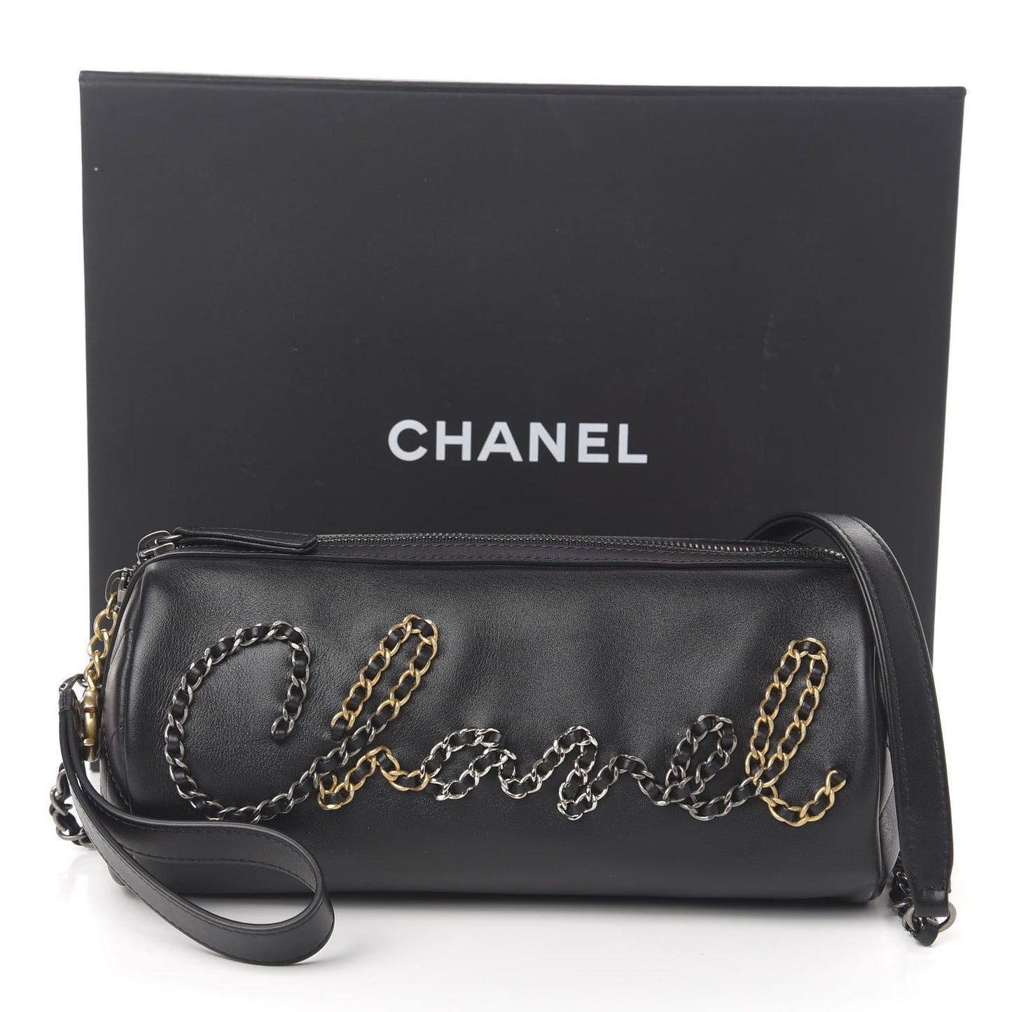 Calfskin Chain 20s Signature Bowling Bag Black