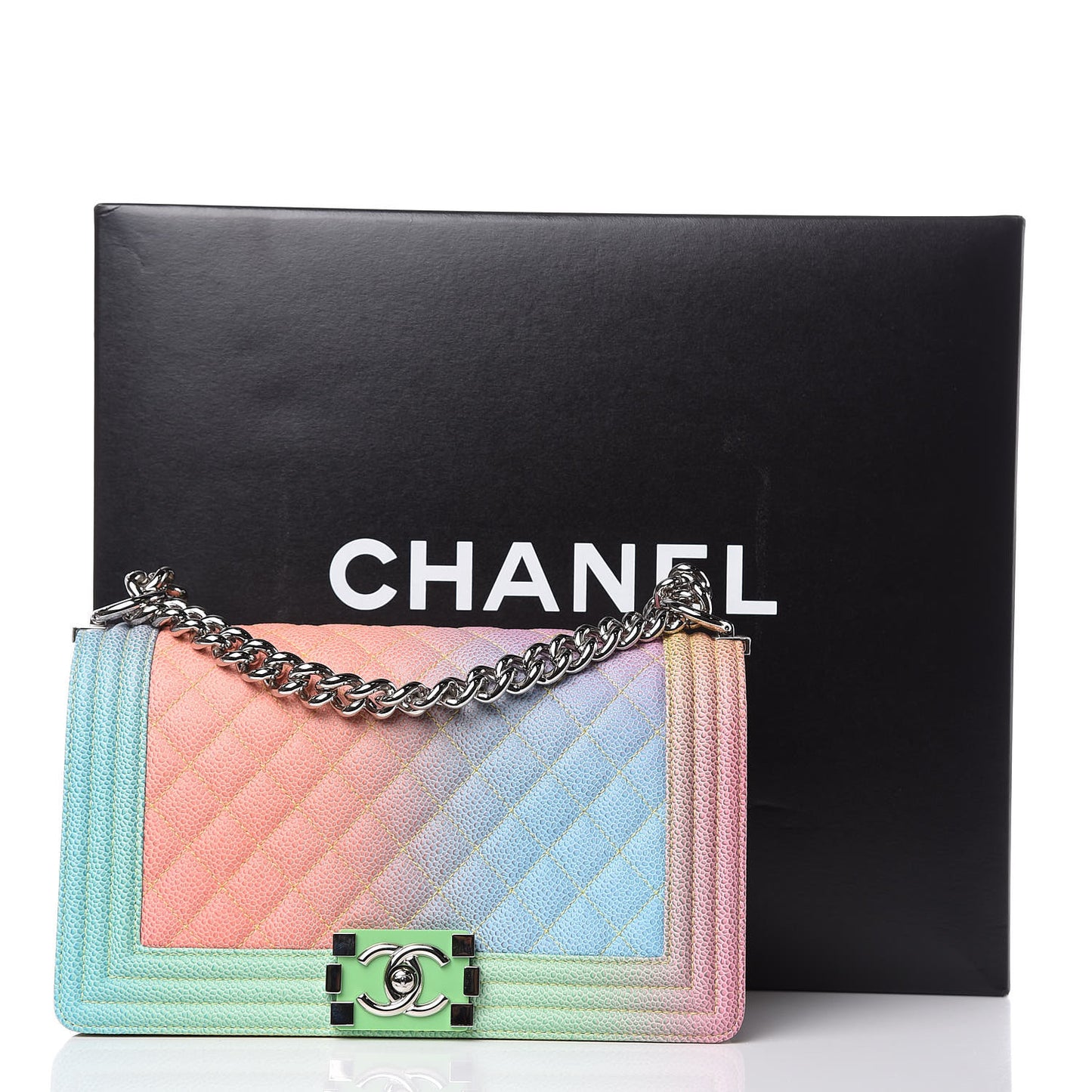 Caviar Quilted Medium Cuba Rainbow Boy Flap Multicolor