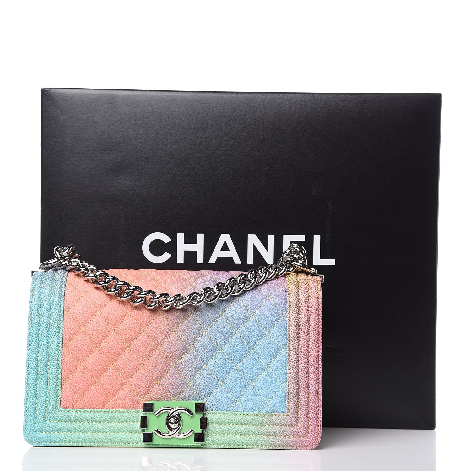 Chanel Caviar Quilted Medium Cuba Rainbow Boy Flap Multicolor 12 of 12