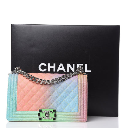 Chanel Caviar Quilted Medium Cuba Rainbow Boy Flap Multicolor 12 of 12