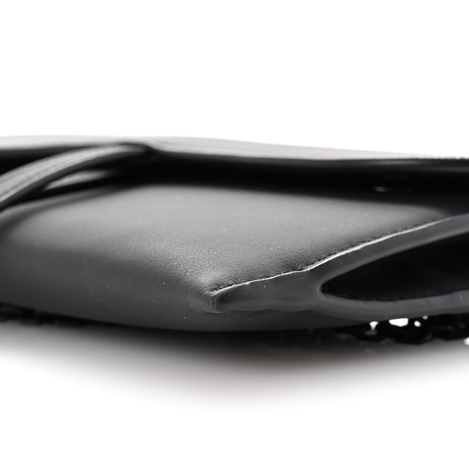 Christian Dior Ultra Matte Calfskin Saddle Chain Wallet Pouch Black 9 of 9