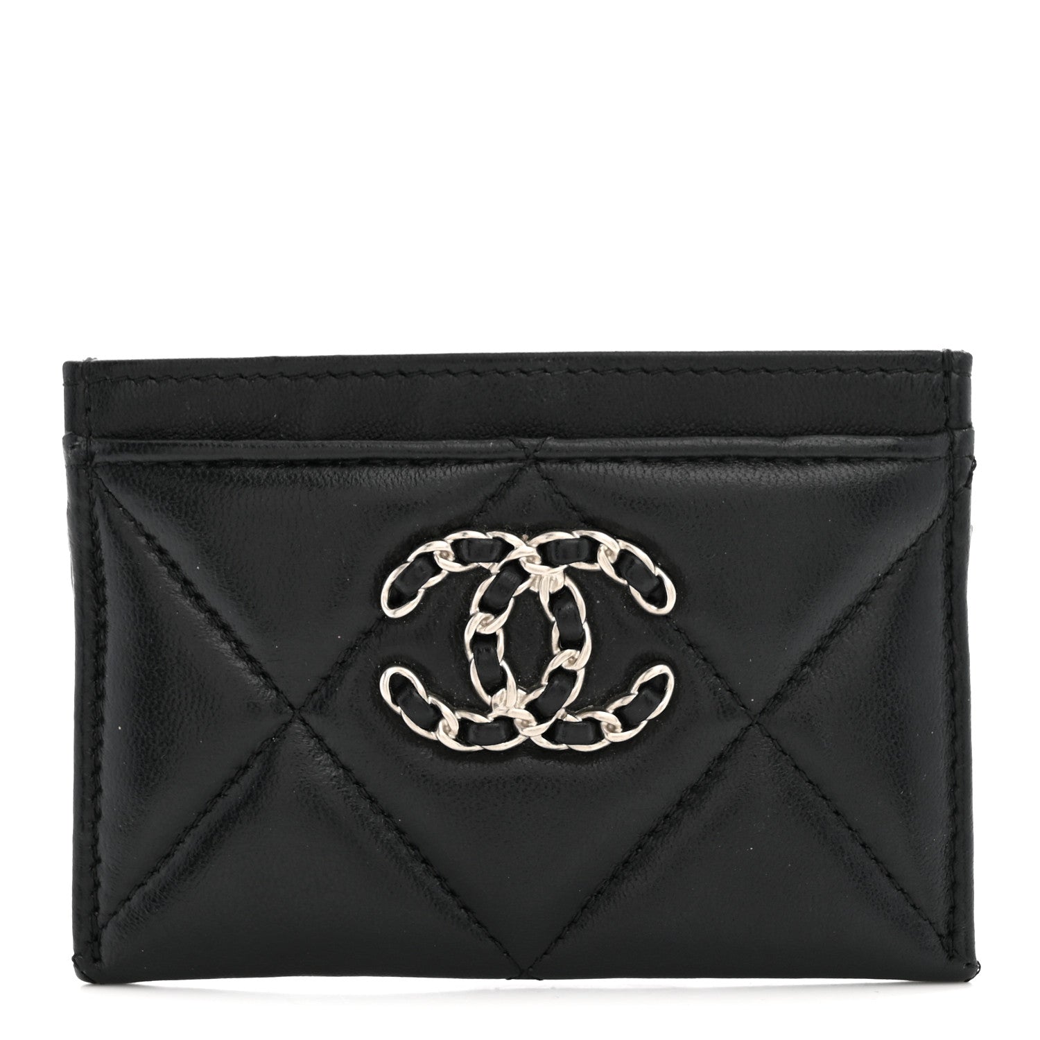 Chanel Lambskin Quilted Chanel 19 Card Holder Black 1 of 10