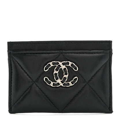 Chanel Lambskin Quilted Chanel 19 Card Holder Black 1 of 10