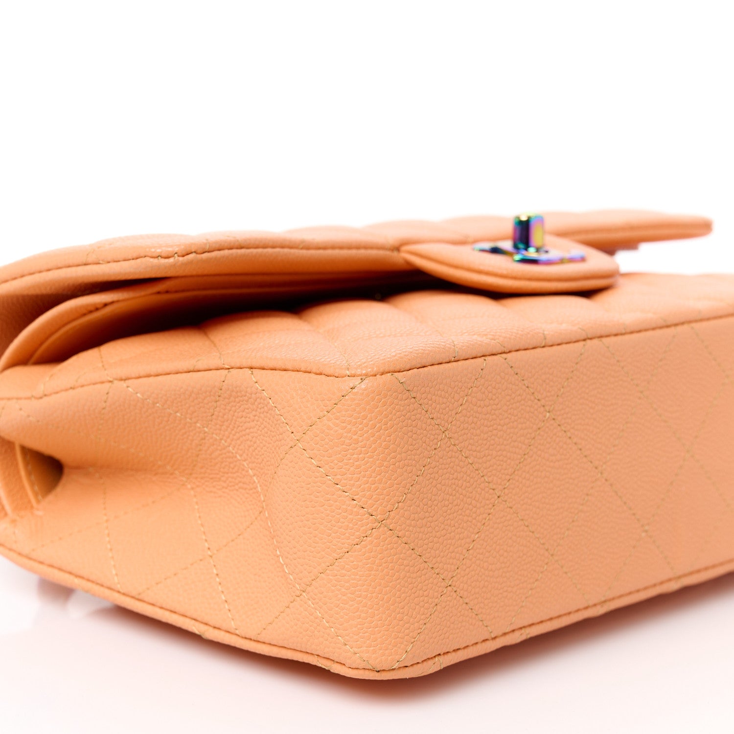 Chanel Caviar Quilted Rainbow CC Small Double Flap Orange 10 of 11