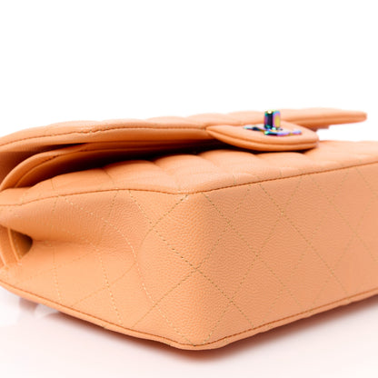 Chanel Caviar Quilted Rainbow CC Small Double Flap Orange 10 of 11