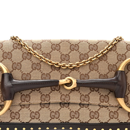 Gucci Monogram Studded Horsebit Clutch Dark Brown 8 of 15