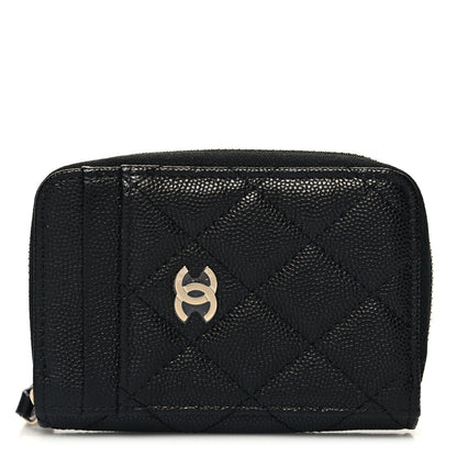 Chanel Caviar Quilted Zip Card Holder Black 1 of 8