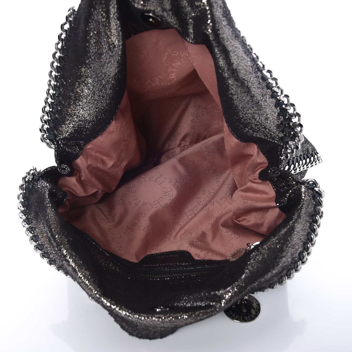 Chamois Shiny Dotted Falabella Fold Over Tote Ruthenium