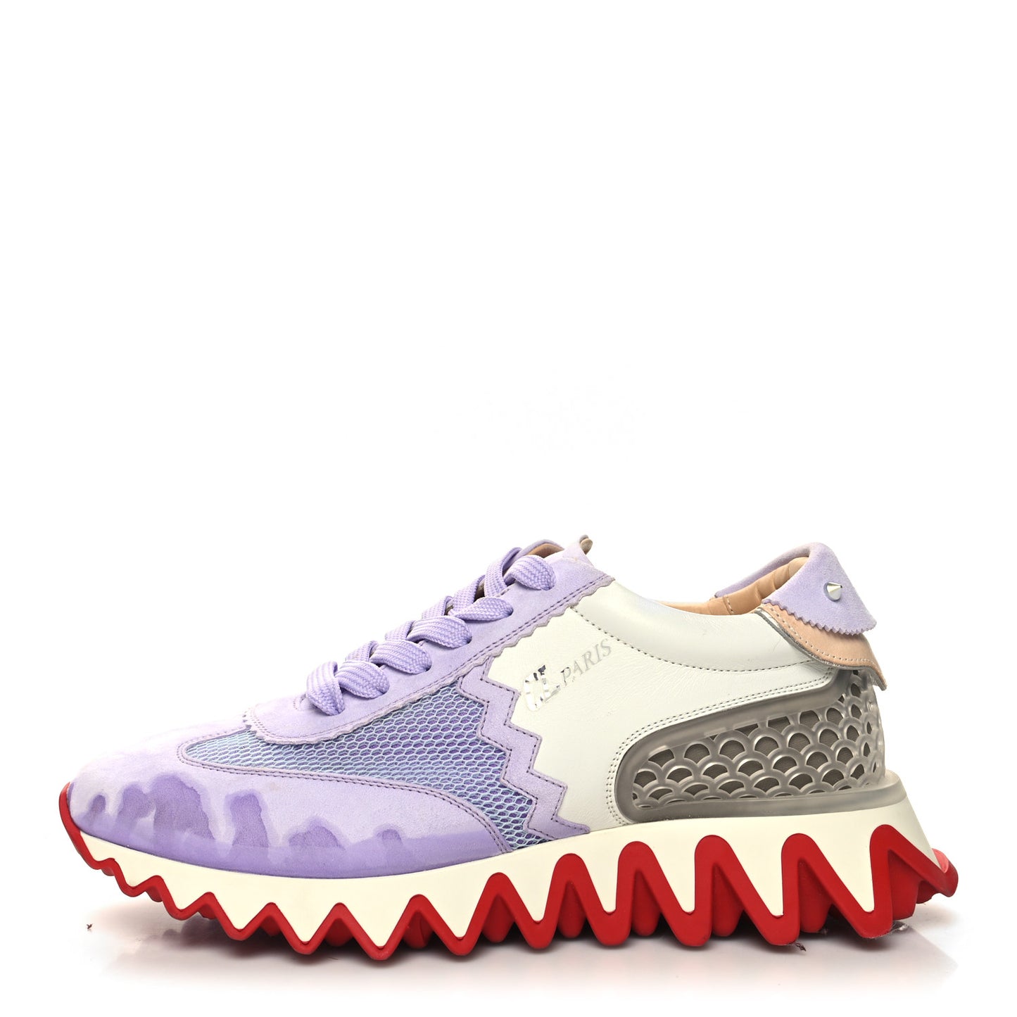 Suede Mesh Calfskin Neoprene Loubishark Sneakers 40 Lilac Smoke