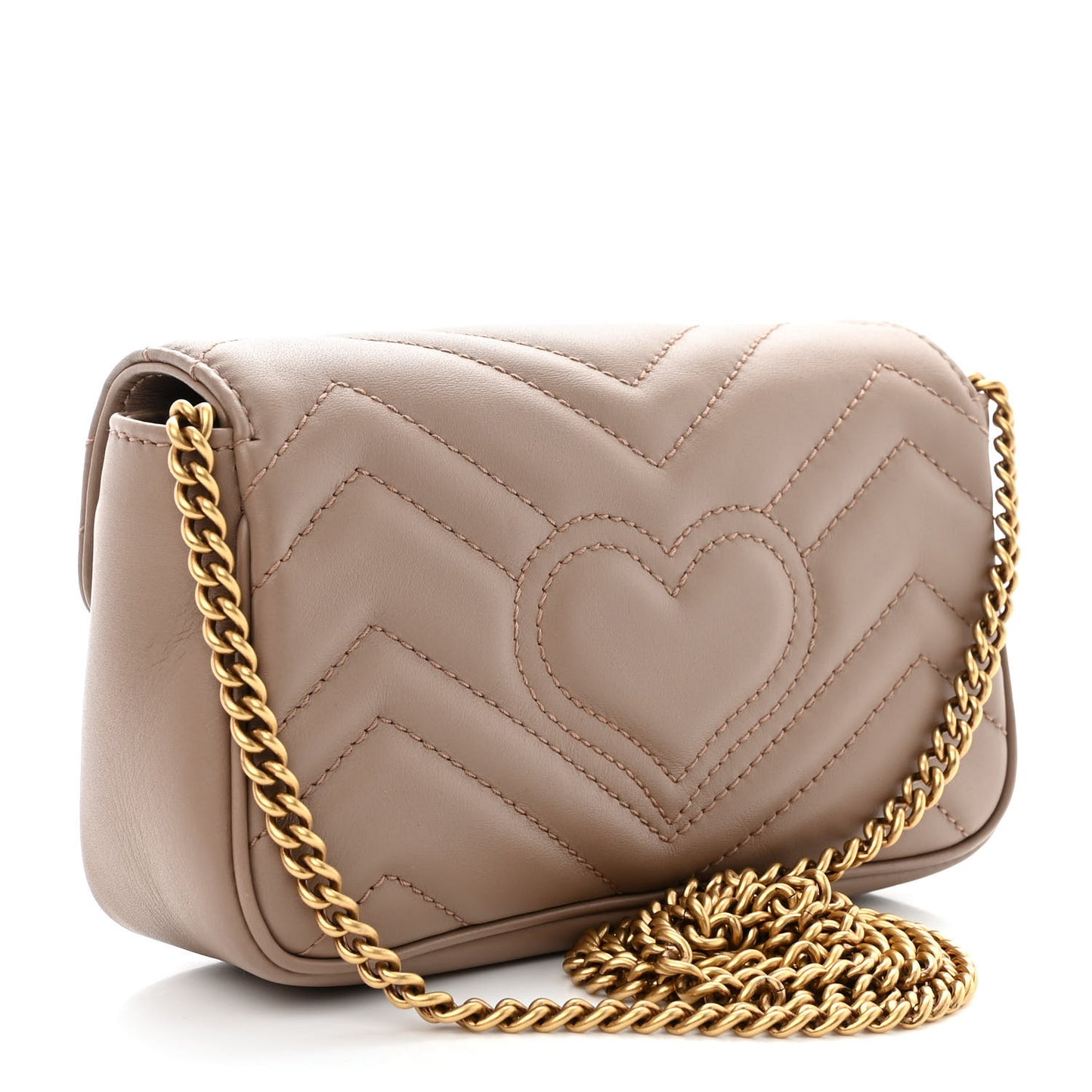 Calfskin Matelasse Super Mini GG Marmont Shoulder Bag Porcelain Rose