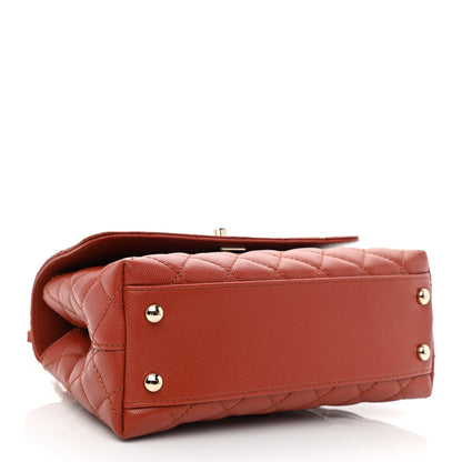 Chanel Caviar Quilted Mini Coco Handle Flap Dark Orange 4 of 10