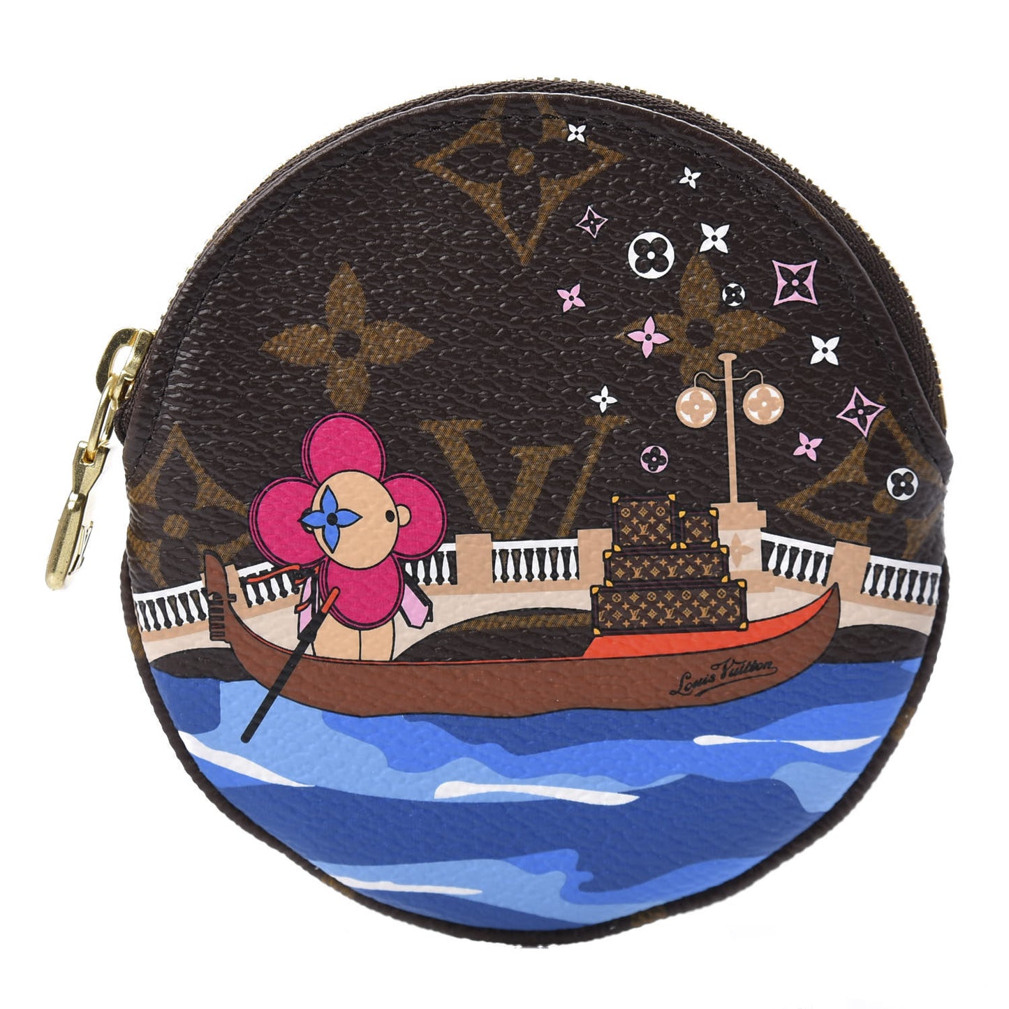 Monogram 2019 Christmas Animation Round Coin Purse Blue